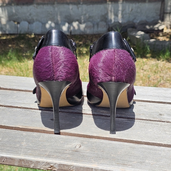 Manolo Blahnik purple cowhide ankle boots - Picture 4 of 9